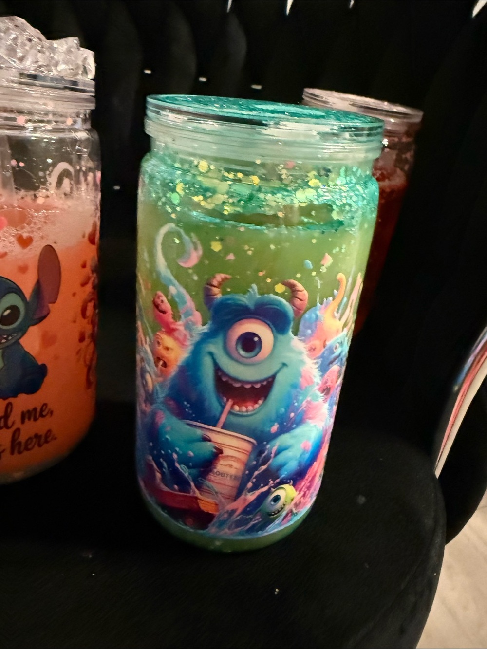 Monsters-Inspired Green Glitter Jar Decorative Tumbler